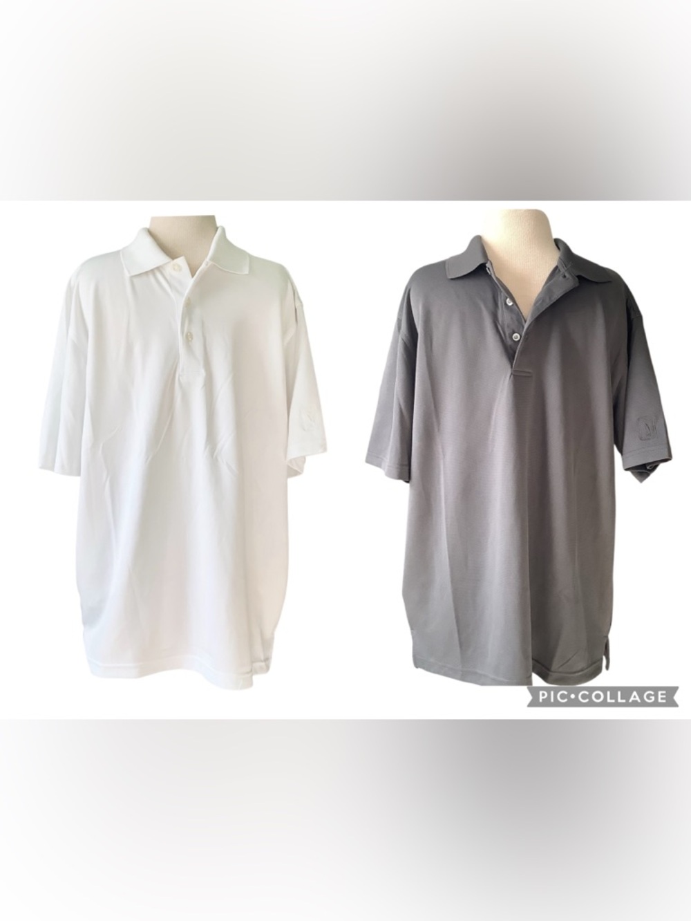 PGA Tour Air Flux White and Gray Men's Polo Shirt Bundle